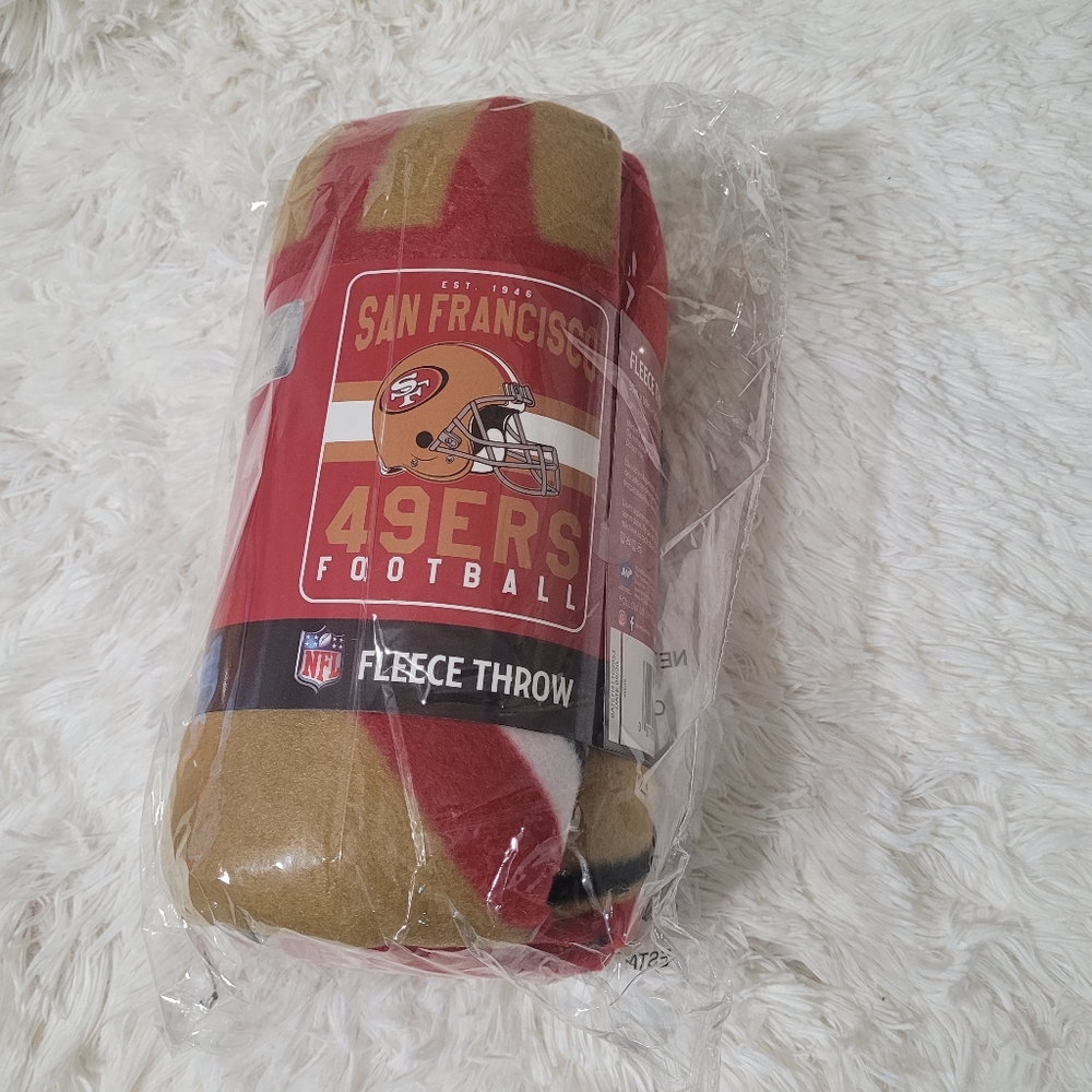 San Francisco 49ers Fleece Throw Blanket, 50in. X 60in., New